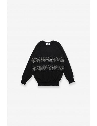 Jacquard Crewneck Knit - Double Lei - Black la livraison gratuite